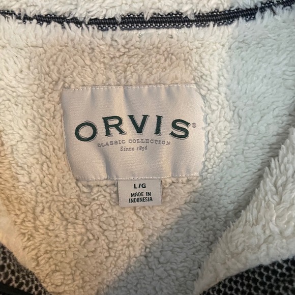 ORVIS Mens Lg Classic Collection 1/4 Zip Sherpa Lined Pullover Sweater - Picture 3 of 9
